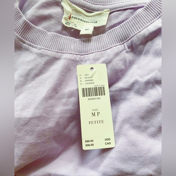 NEW By Anthropologie Babydoll Lace cotton Top MP PM lavender petite size - Picture 5 of 5